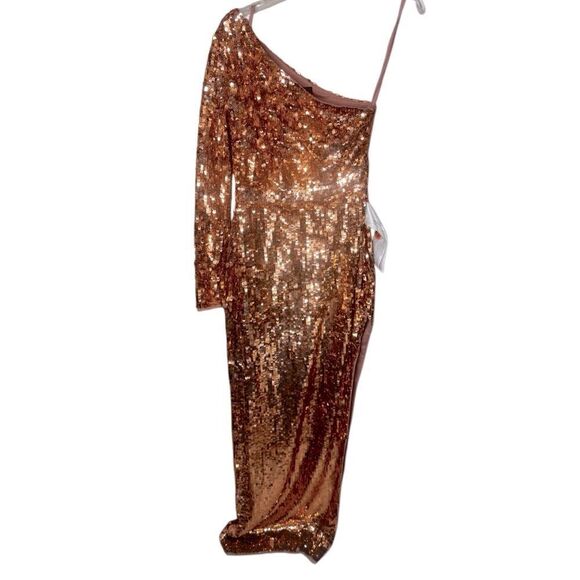 NWT MAC DUGGAL Sparkling Asymmetrical Neckline One-shoulder Evening Dress Sz 8 - Picture 6 of 10